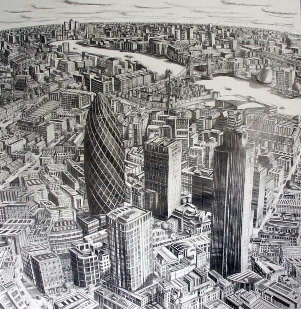 City of London towards Canary Wharf. 2009